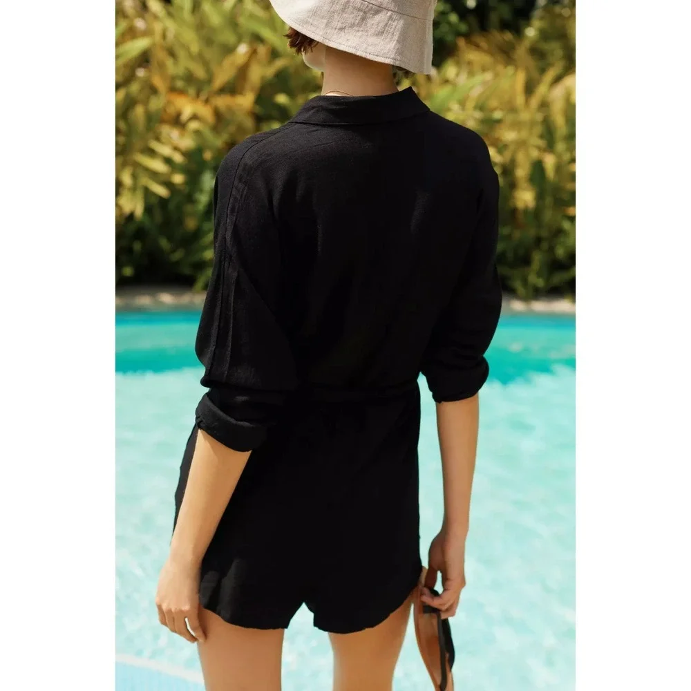 L*Space® (Women's LARGE) Coranado Romper in Black‎ - $130
